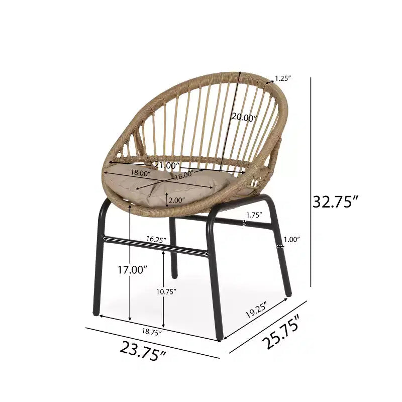 GDFStudio Benway Outdoor Wicker and Aluminum 7 Piece Dining Set with Cushion, Light Brown/Black