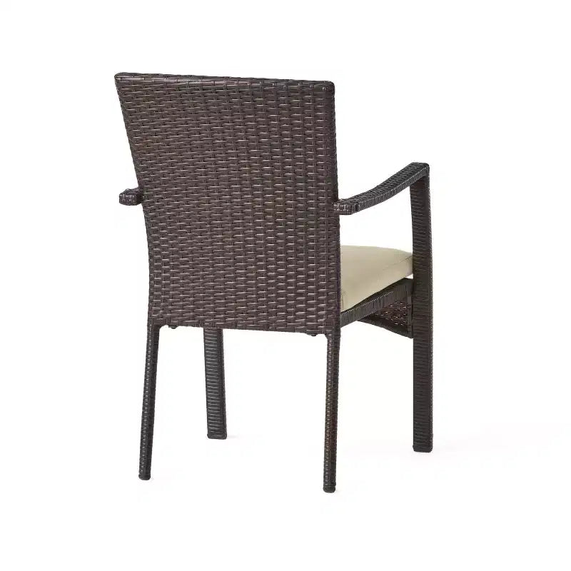 Christopher Knight Home Goodwin Outdoor Acacia Wood and Wicker 7 Piece Dining Set with Cushion, Teak/Brown