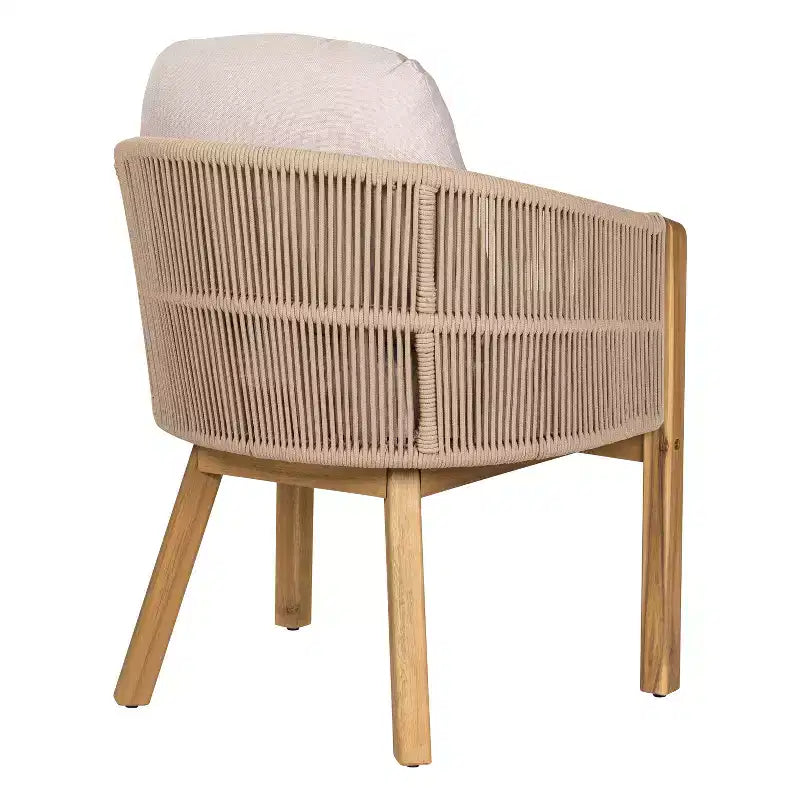 Ensemble de salle à manger d'extérieur 7 pièces en bois d'acacia et corde avec coussins Christopher Knight Home Charles