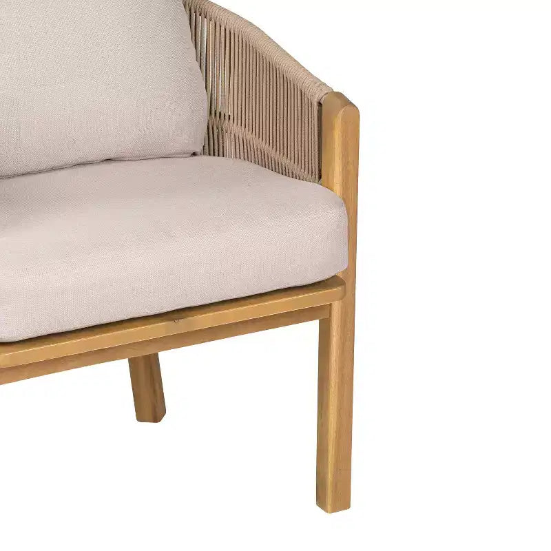 Ensemble de salle à manger d'extérieur 7 pièces en bois d'acacia et corde avec coussins Christopher Knight Home Charles