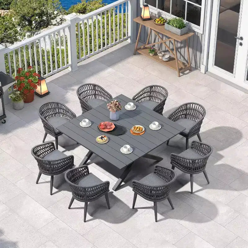 PURPLE LEAF Outdoor Dining Set All-Weather PE Rattan Patio Furniture Set with All Aluminum Frame Table and Chairs Set for Lawn Backyard Deck