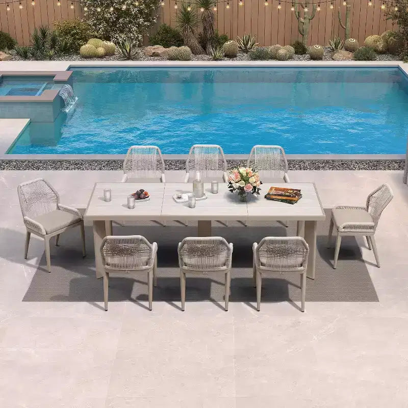 PURPLE LEAF Dining Set Patio Metal Table and Wicker Rattan Chairs for Outside Porch Garden Kitchen Modern Outdoor Furniture Sets
