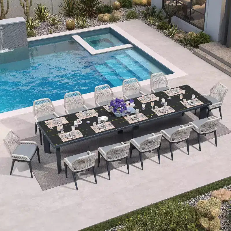 PURPLE LEAF Dining Set Patio Metal Table and Wicker Rattan Chairs for Outside Porch Garden Kitchen Modern Outdoor Furniture Sets
