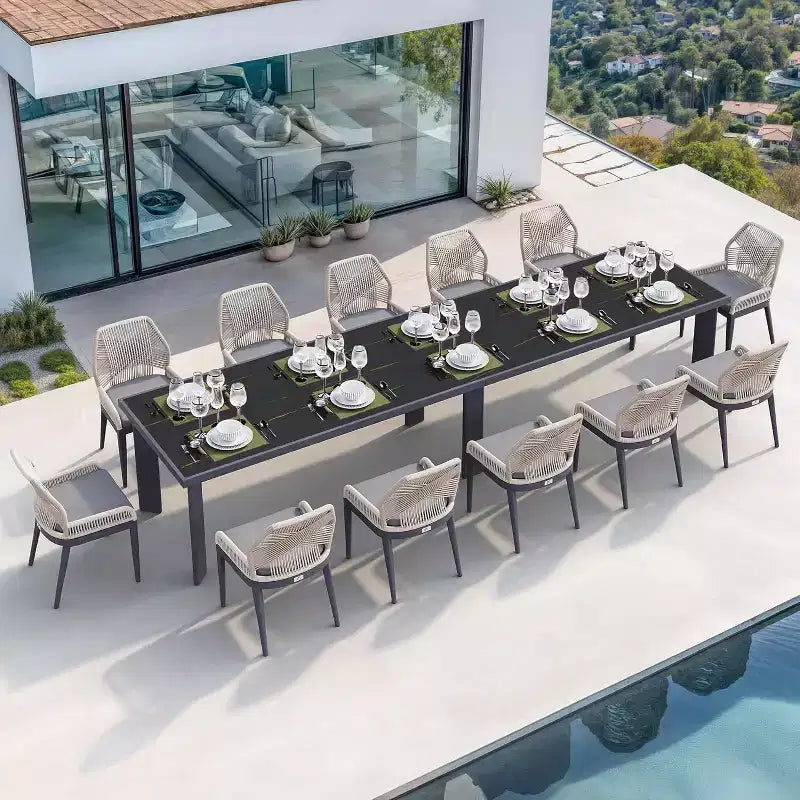 PURPLE LEAF Dining Set Patio Metal Table and Wicker Rattan Chairs for Outside Porch Garden Kitchen Modern Outdoor Furniture Sets