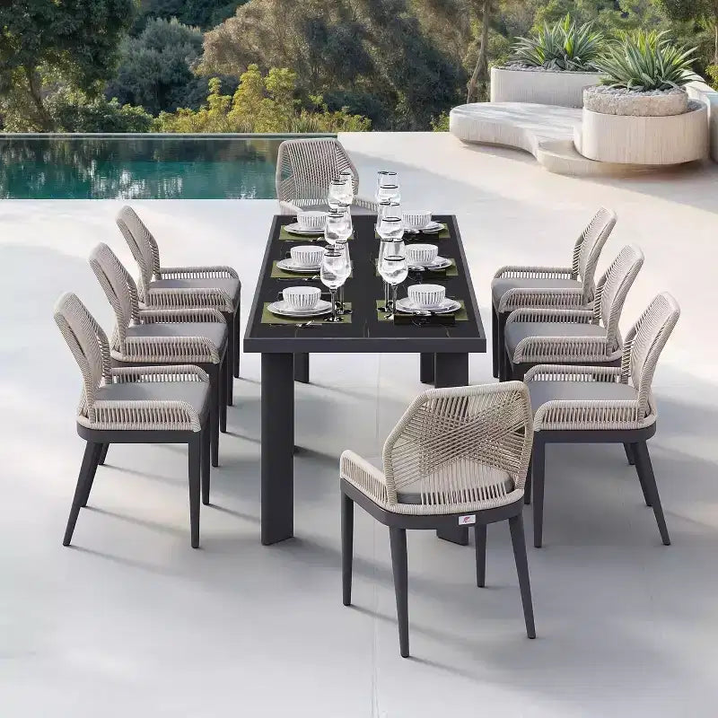 PURPLE LEAF Dining Set Patio Metal Table and Wicker Rattan Chairs for Outside Porch Garden Kitchen Modern Outdoor Furniture Sets