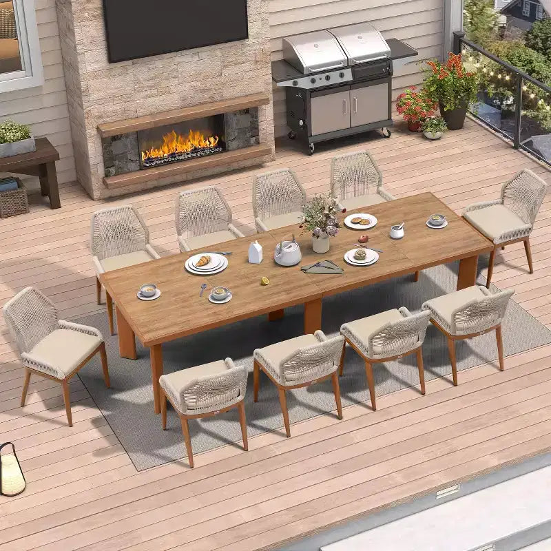 PURPLE LEAF Dining Set Patio Metal Table and Wicker Rattan Chairs for Outside Porch Garden Kitchen Modern Outdoor Furniture Sets