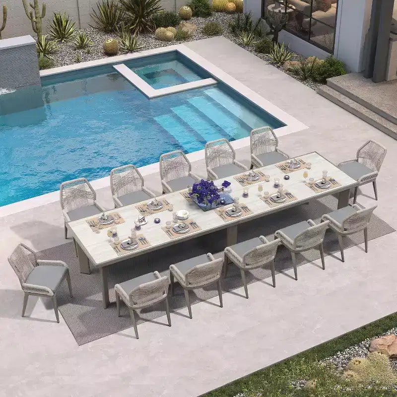 PURPLE LEAF Dining Set Patio Metal Table and Wicker Rattan Chairs for Outside Porch Garden Kitchen Modern Outdoor Furniture Sets