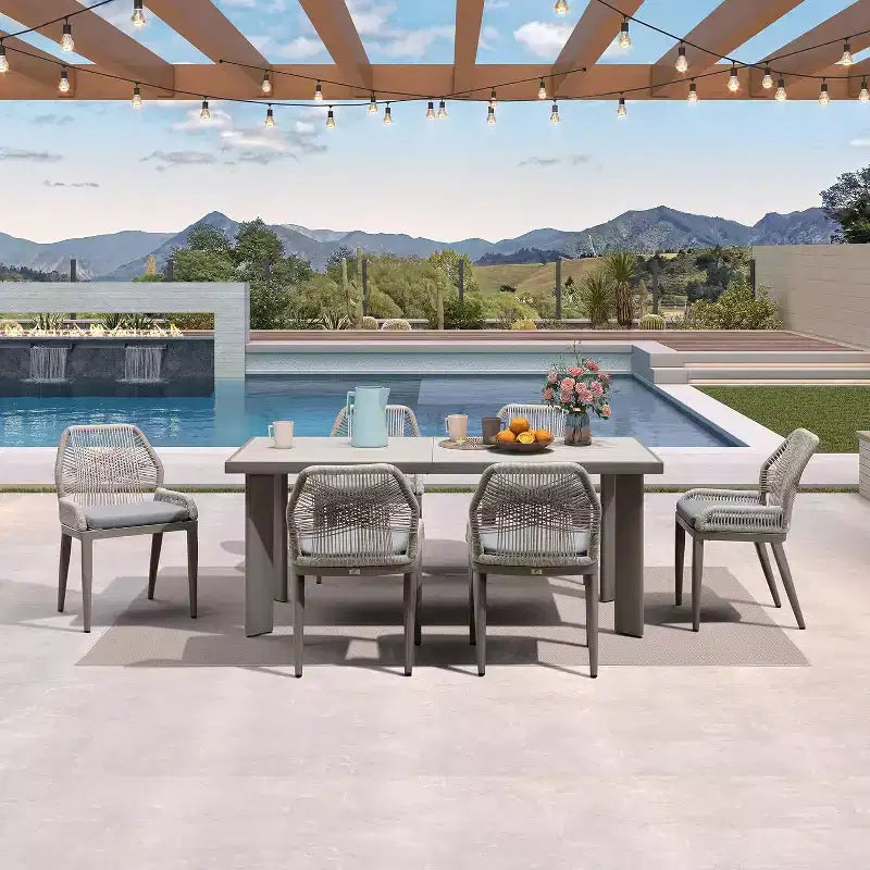 PURPLE LEAF Dining Set Patio Metal Table and Wicker Rattan Chairs for Outside Porch Garden Kitchen Modern Outdoor Furniture Sets