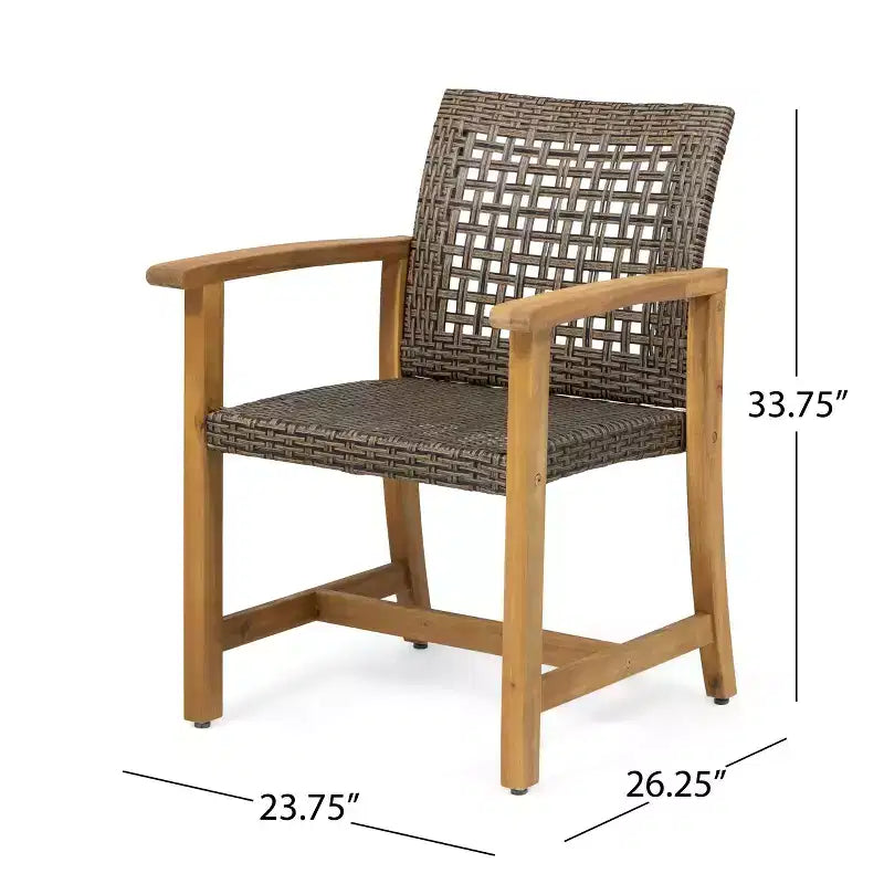 Christopher Knight Home Edgewood Outdoor Acacia Wood and Wicker 9 Piece Dining Set, Teak/Mixed Mocha