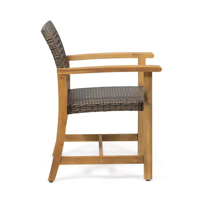 Christopher Knight Home Edgewood Outdoor Acacia Wood and Wicker 9 Piece Dining Set, Teak/Mixed Mocha