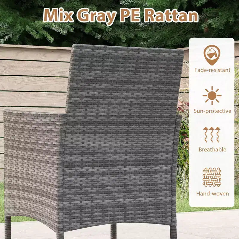 Costway 5 Pieces PE Wicker Patio Dining Set with Cushions and 1.97 Umbrella Hole