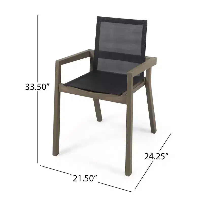 Christopher Knight Home Arletta Outdoor Mesh and Acacia Wood 7 Piece Dining Set