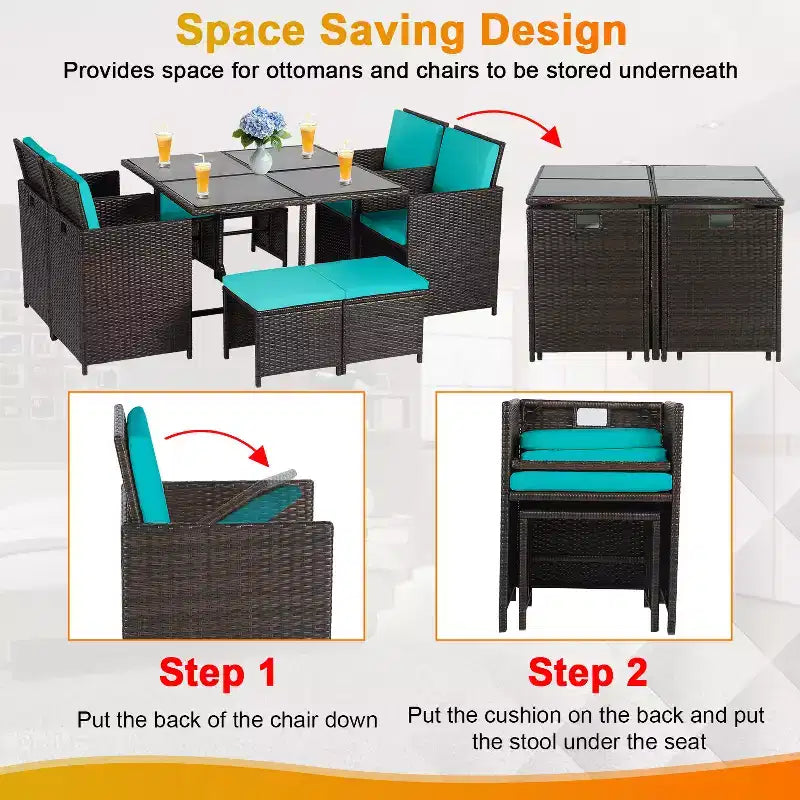 BestMassage Outdoor Patio Furniture Set with 4 Rattan Chairs, Khaki