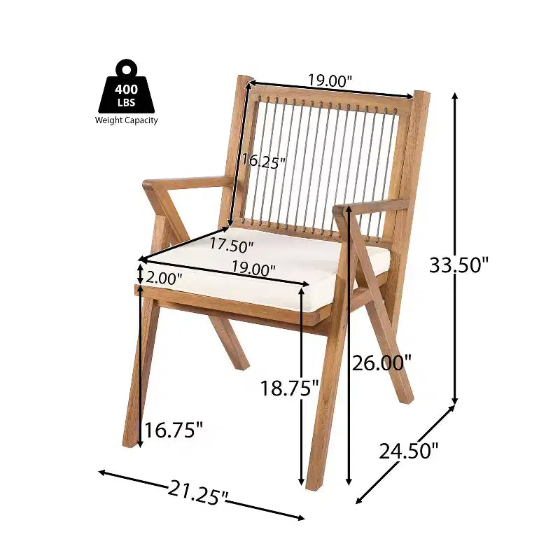 Christopher Knight Home Reynard 7 Piece Outdoor Acacia Wood Dining Set with Rope Back Chairs