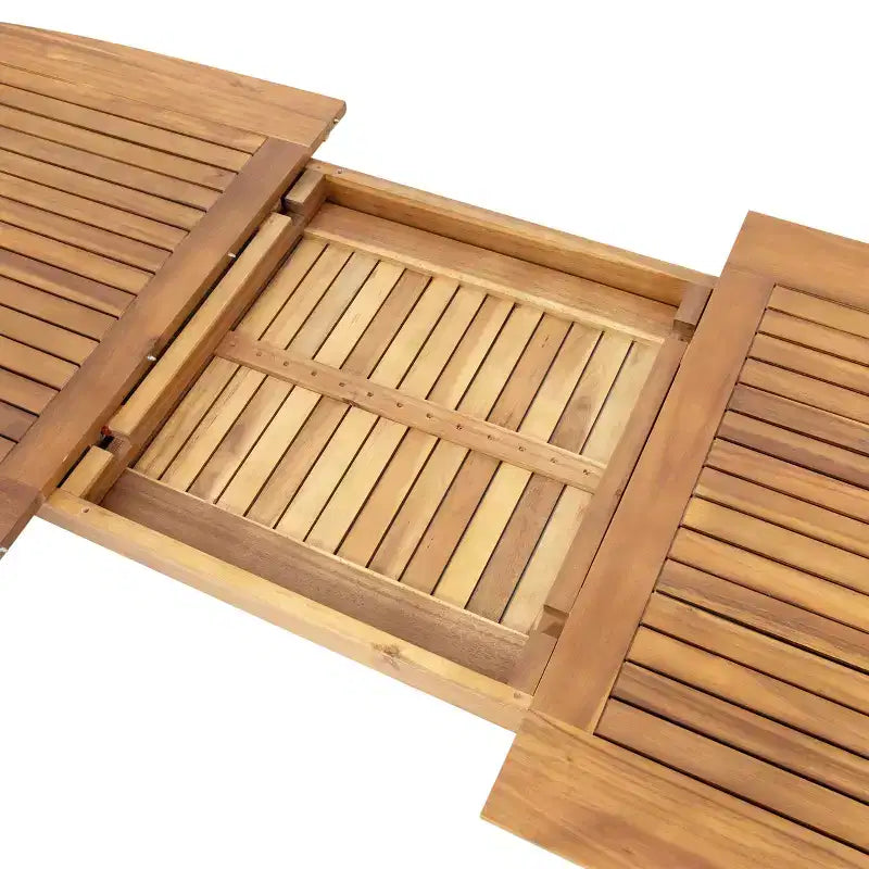 Christopher Knight Home Reynard 7 Piece Expandable Outdoor Dining Set with Acacia Wood Table and Rope Back Chairs