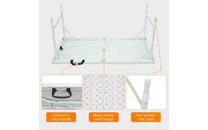 4ft Folding Table,Portable Heavy Duty Plastic Table With Handle,