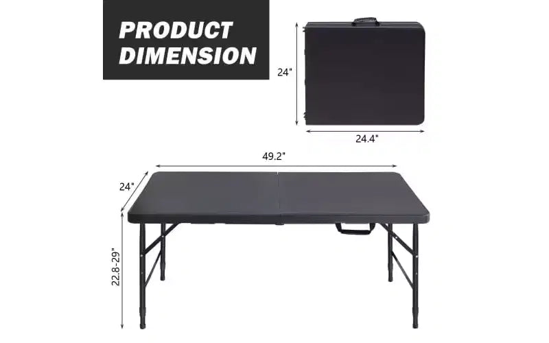 4ft Folding Table,Portable Heavy Duty Plastic Table With Handle,