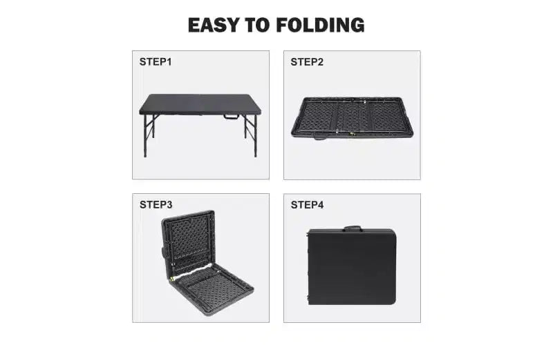 4ft Folding Table,Portable Heavy Duty Plastic Table With Handle,