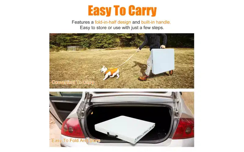 4ft Folding Table,Portable Heavy Duty Plastic Table With Handle,