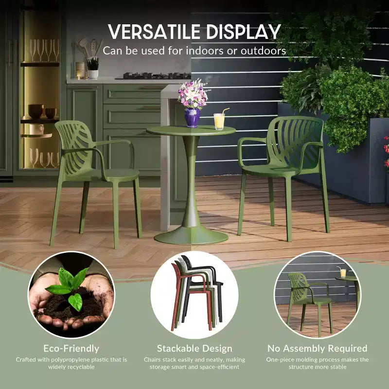 WestinTrends Playa 5-Piece Outdoor Resin Square Patio Dining Table Set with Modern Stackable Patio Dining Chairs
