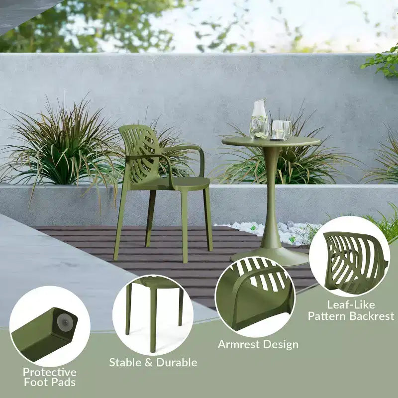 WestinTrends Playa 5-Piece Outdoor Resin Square Patio Dining Table Set with Modern Stackable Patio Dining Chairs