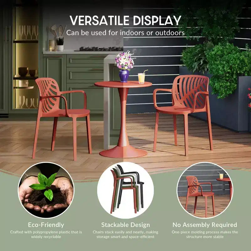 WestinTrends Playa 5-Piece Outdoor Resin Square Patio Dining Table Set with Modern Stackable Patio Dining Chairs
