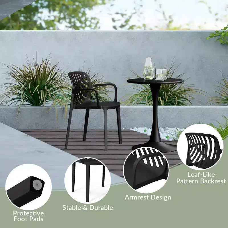 WestinTrends Playa 5-Piece Outdoor Resin Square Patio Dining Table Set with Modern Stackable Patio Dining Chairs