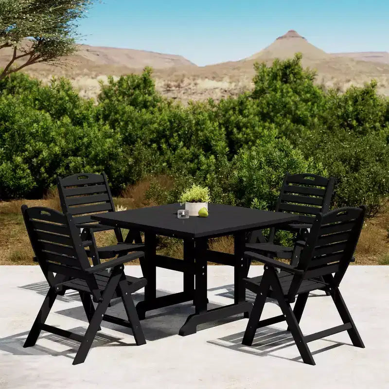WestinTrends Malibu Ensemble de salle à manger d'extérieur carré 5 pièces en PEHD avec chaises pliantes, blanc