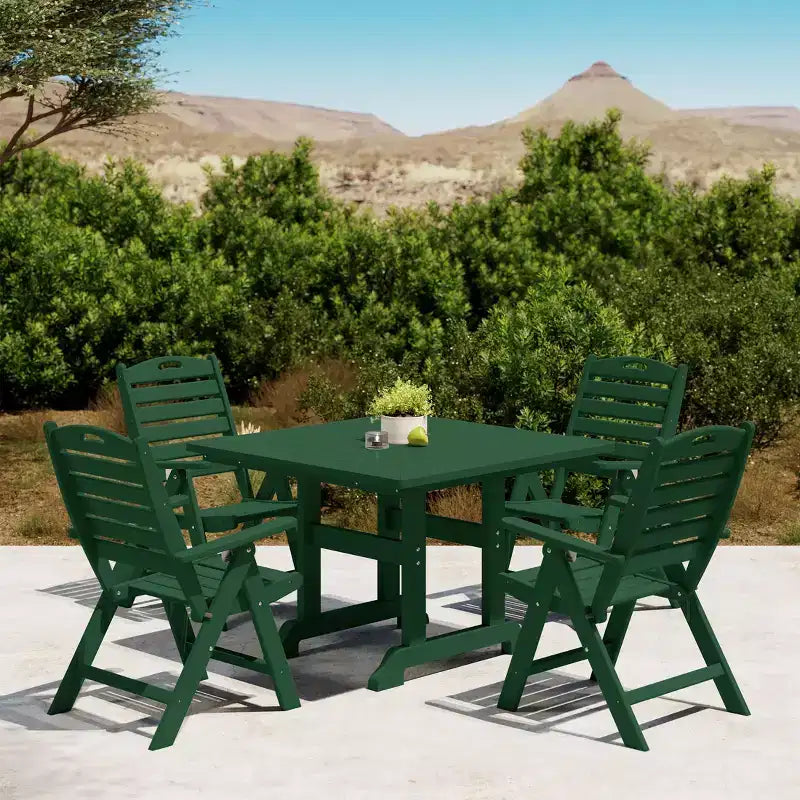 WestinTrends Malibu Ensemble de salle à manger d'extérieur carré 5 pièces en PEHD avec chaises pliantes, blanc