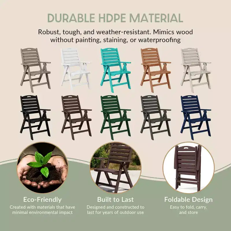 Ensemble de table à manger rectangulaire 7 pièces WestinTrends Malibu en PEHD avec chaises pliantes