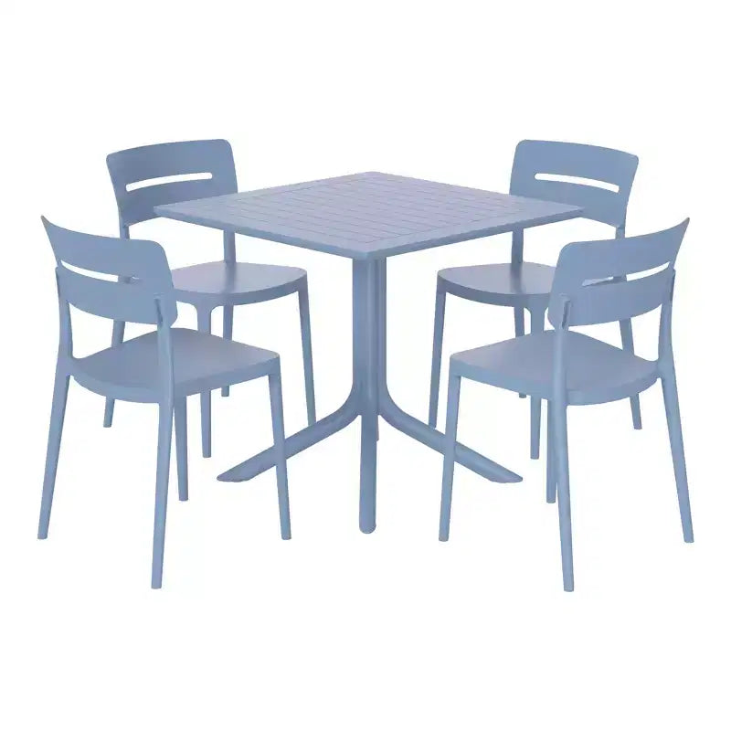WestinTrends Playa Modern 5-Piece Resin Patio Dining Table Set with Stackable Patio Dining Chairs