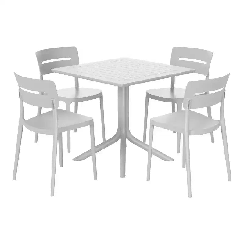 WestinTrends Playa Modern 5-Piece Resin Patio Dining Table Set with Stackable Patio Dining Chairs