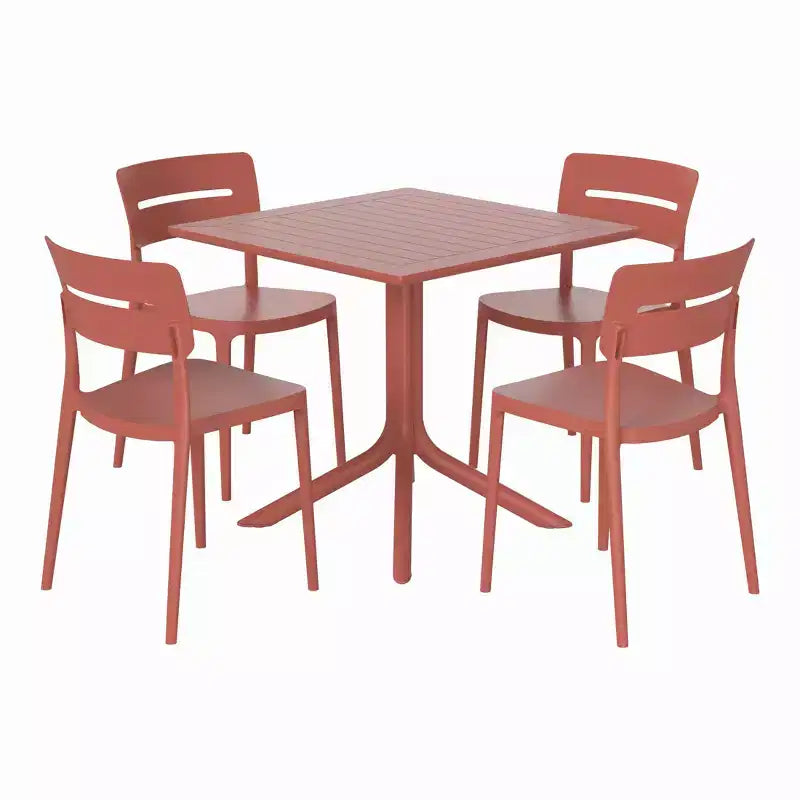 WestinTrends Playa Modern 5-Piece Resin Patio Dining Table Set with Stackable Patio Dining Chairs
