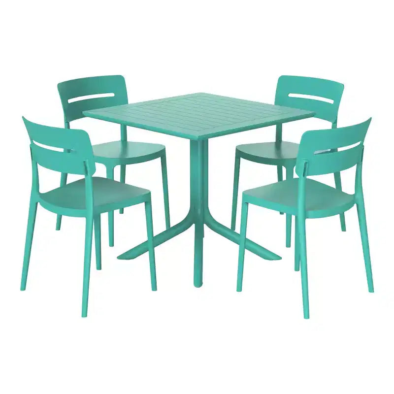 WestinTrends Playa Modern 5-Piece Resin Patio Dining Table Set with Stackable Patio Dining Chairs