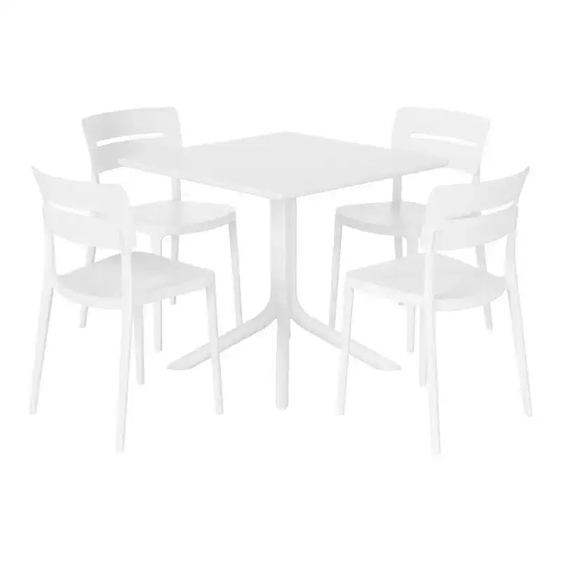 WestinTrends Playa Modern 5-Piece Resin Patio Dining Table Set with Stackable Patio Dining Chairs