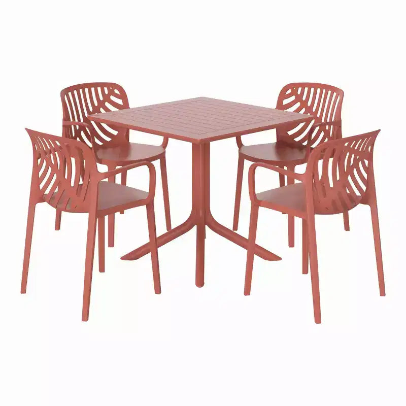 WestinTrends Playa 5-Piece Outdoor Square Patio Dining Table Set with Stackable Patio Dining Chairs
