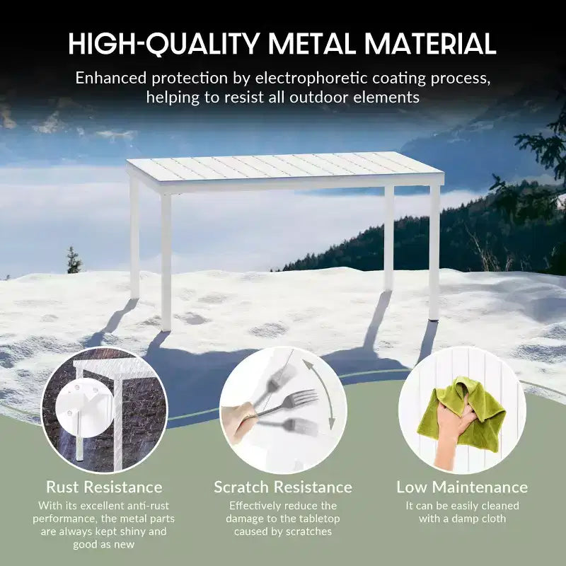 WestinTrends Playa 7-Piece Outdoor Rectangular Metal Patio Dining Table Set With Stackable Patio Chairs