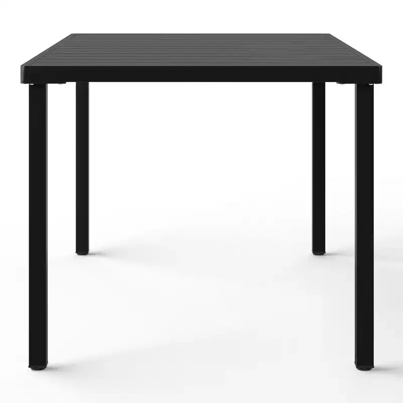 WestinTrends Playa 7-Piece Outdoor Rectangular Metal Patio Dining Table Set With Mid-Century Modern Stackable Patio Side Chairs