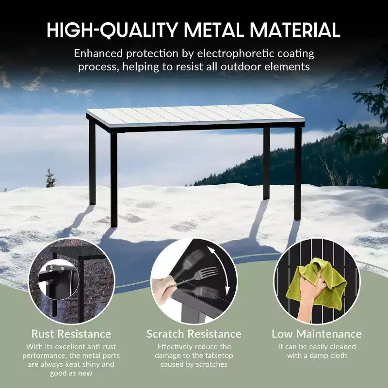 WestinTrends Playa 7-Piece Outdoor Rectangular Metal Patio Dining Table Set With Mid-Century Modern Stackable Patio Side Chairs