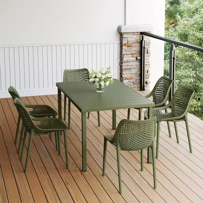 Ensemble de salle à manger d'extérieur 7 pièces WestinTrends Playa en métal avec chaises de patio empilables