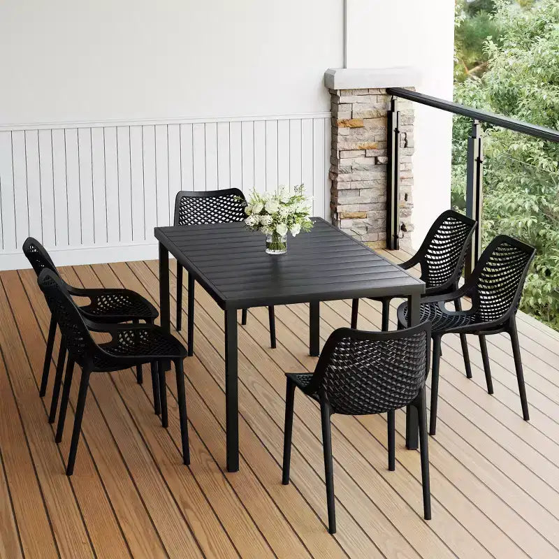 Ensemble de salle à manger d'extérieur 7 pièces WestinTrends Playa en métal avec chaises de patio empilables