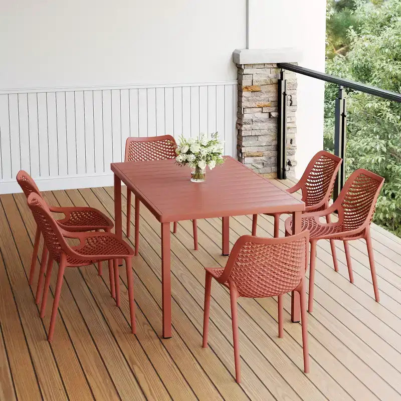 Ensemble de salle à manger d'extérieur 7 pièces WestinTrends Playa en métal avec chaises de patio empilables