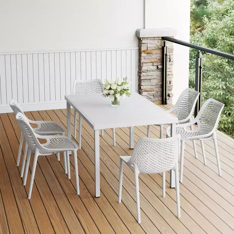 Ensemble de salle à manger d'extérieur 7 pièces WestinTrends Playa en métal avec chaises de patio empilables