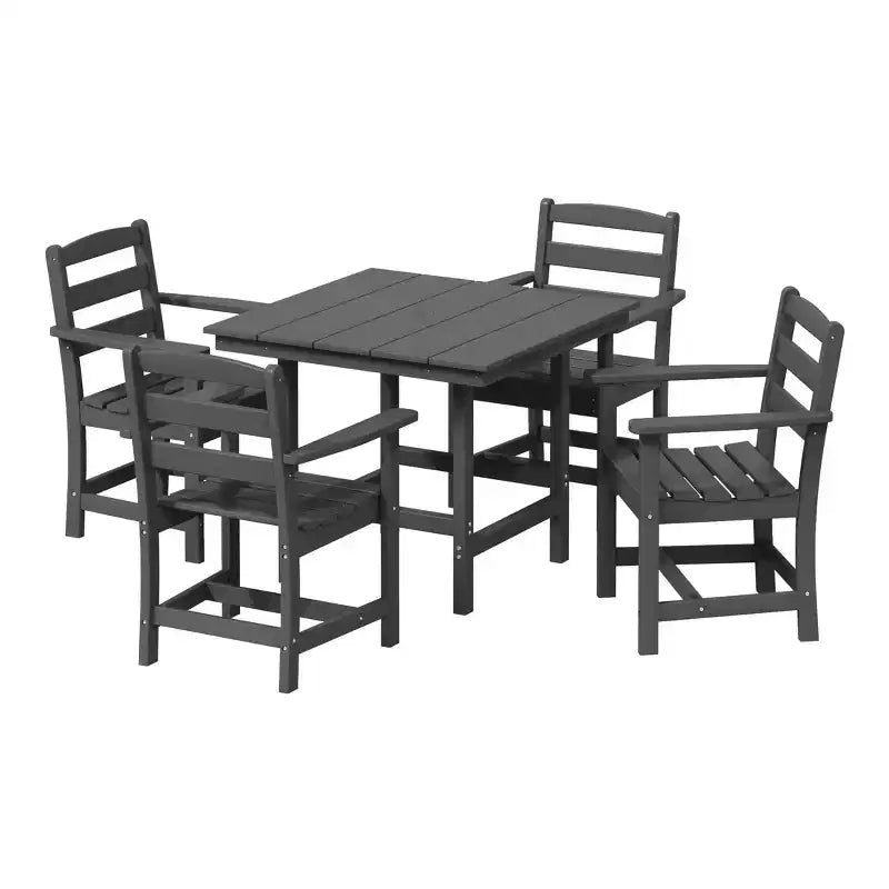 WestinTrends Ashore 5-Piece HDPE Outdoor Square Patio Dining Table Set with Armchairs