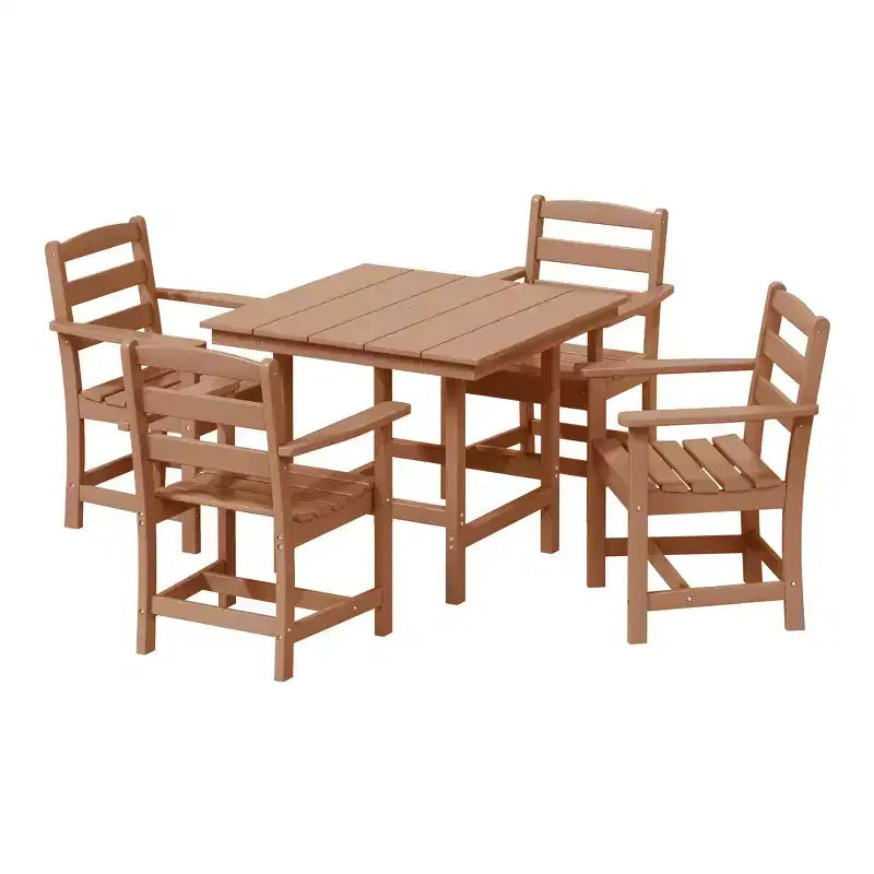 WestinTrends Ashore 5-Piece HDPE Outdoor Square Patio Dining Table Set with Armchairs
