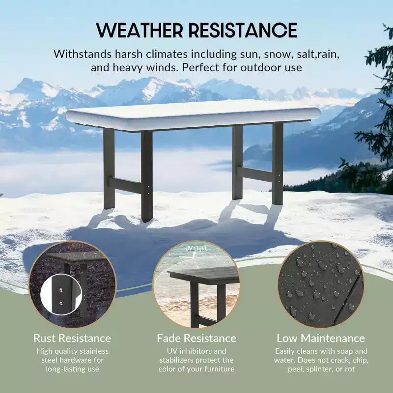 WestinTrends Ashore 7-Piece HDPE Outdoor Rectangular Patio Dining Table Set with Side Chairs