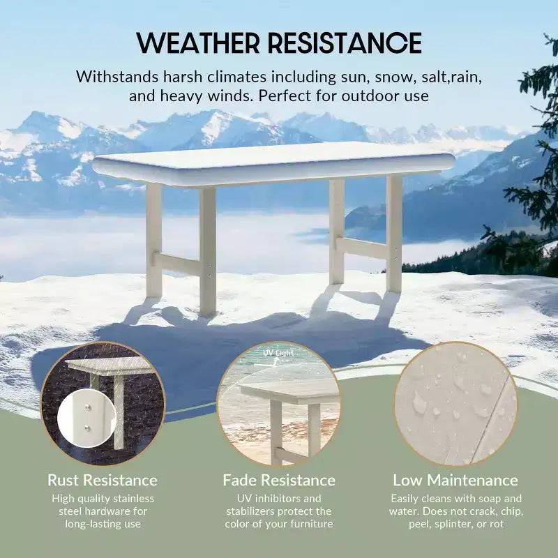 WestinTrends Ashore 7-Piece HDPE Outdoor Rectangular Patio Dining Table Set with Side Chairs