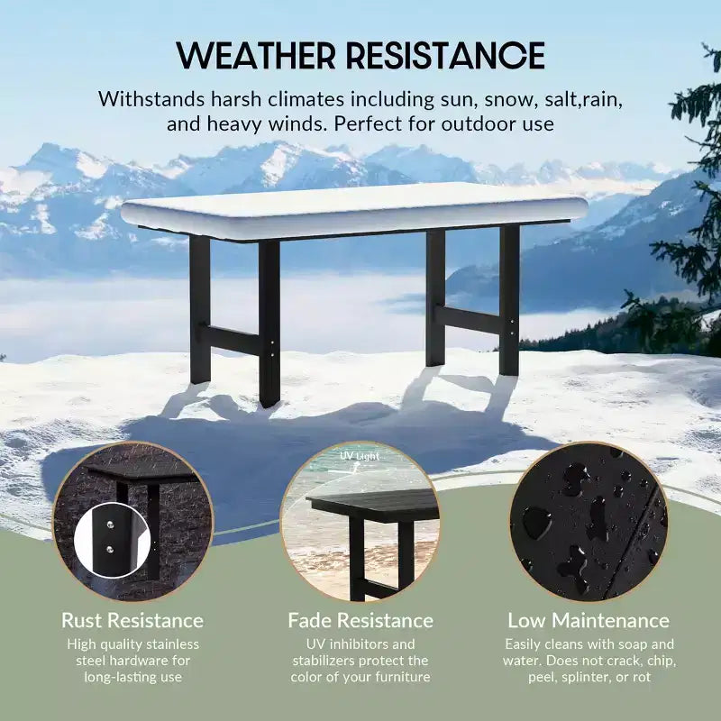 WestinTrends Ashore 7-Piece HDPE Outdoor Rectangular Patio Dining Table Set with Side Chairs