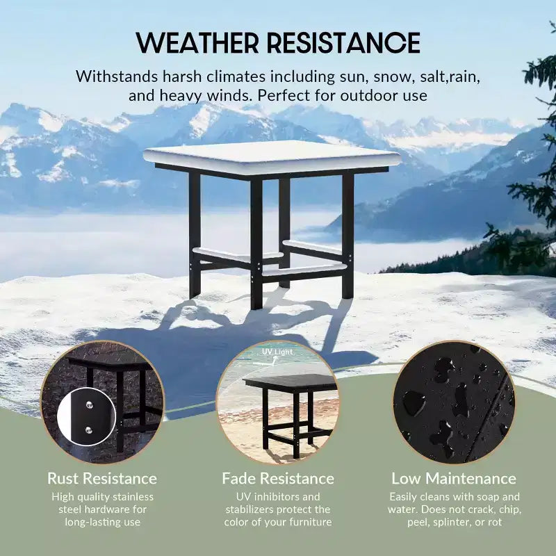 WestinTrends Ashore 5-Piece HDPE Outdoor Square Patio Dining Table Set with Armless Side Chairs