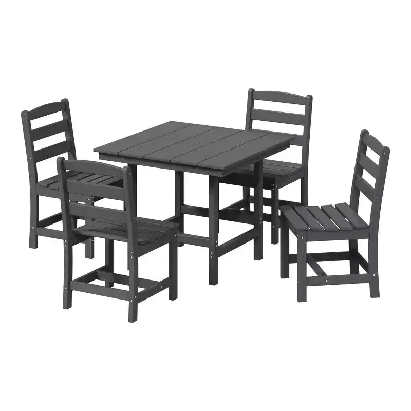 WestinTrends Ashore 5-Piece HDPE Outdoor Square Patio Dining Table Set with Armless Side Chairs
